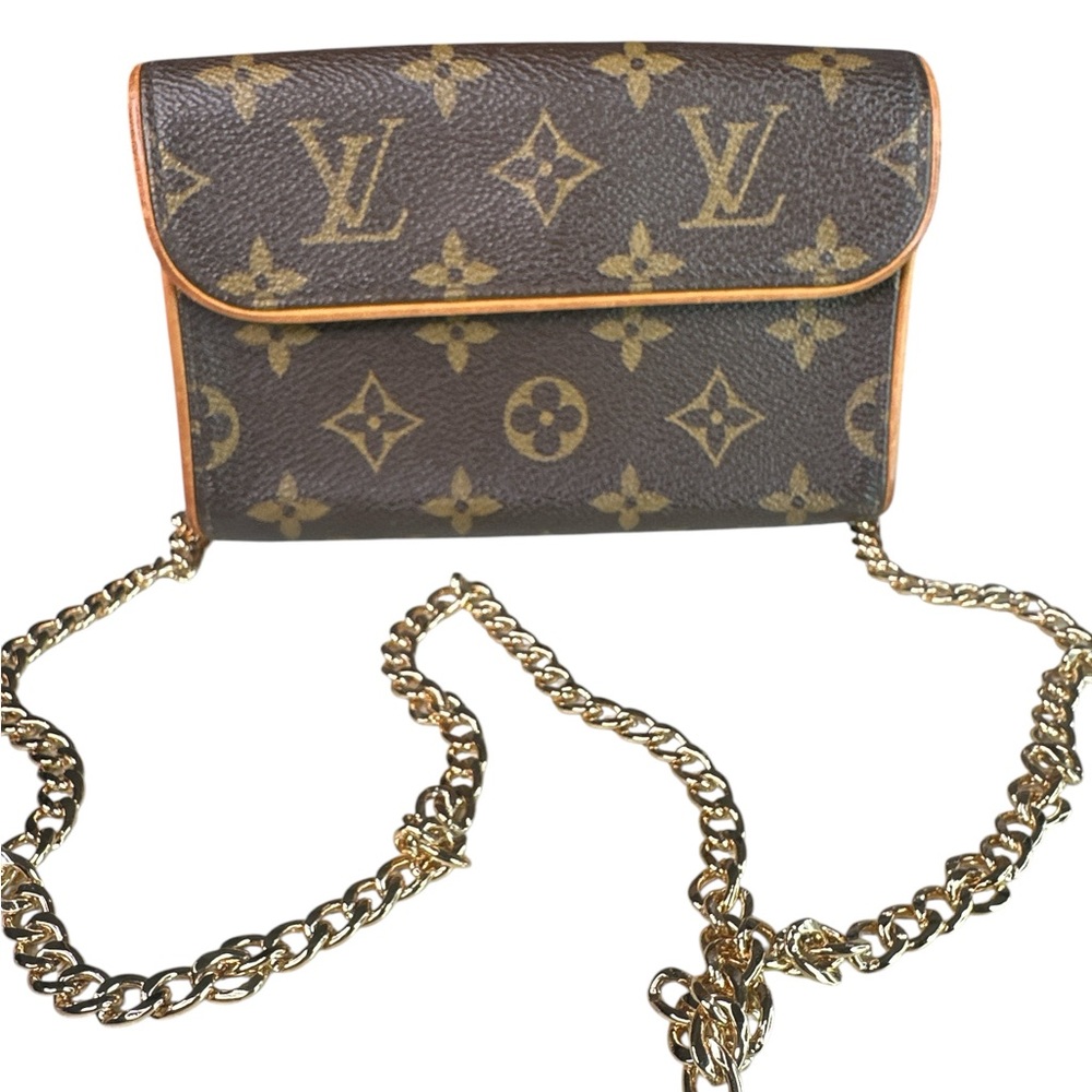 FL0013🔥Louis Vuitton Florentine Monogram w unbranded Chain Crossbody Bag